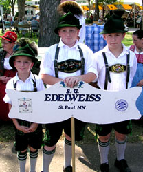 Photographs of three youth dancers in the S.G. Edelweiss St Paul German Folk Dance Ensemble.  Booking and Contact Information Page